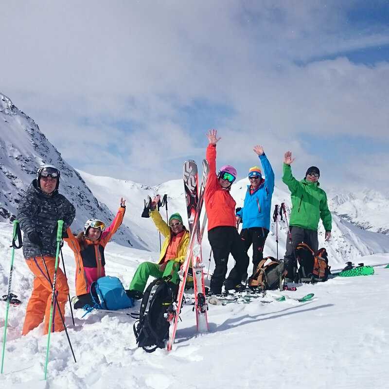 Skitourengruppe am Ziel beim Austria Skitourenfestival.