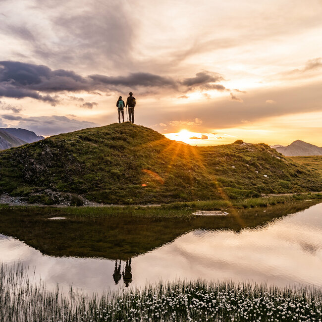 Etappe 9 - Sonnenuntergang nahe Glorerhütte 