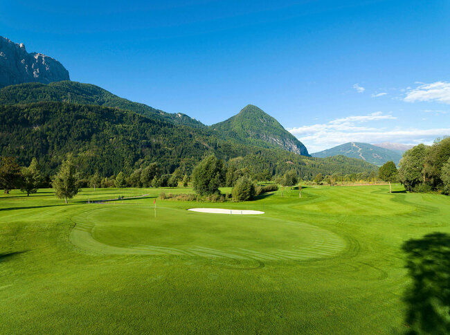 Der Golfplatz vom Dolomitengolf Resort bei Traumwetter.