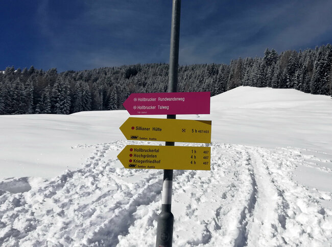 Beschilderung Winterwanderwege, zum Beispiel Hollbrucker Rundwanderweg 