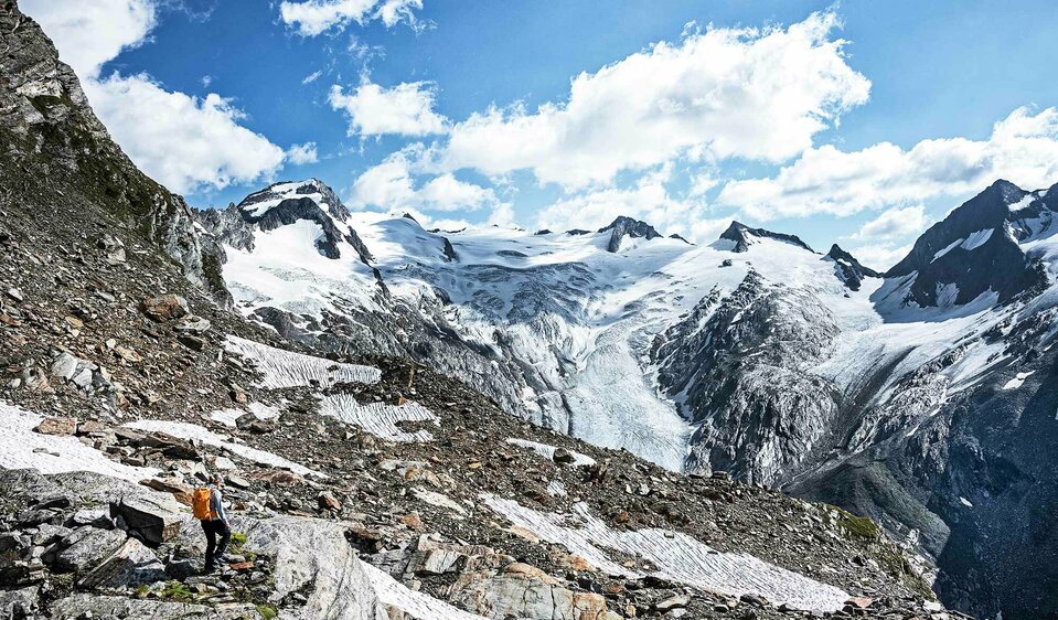 Ausblick auf das Umbalkees beim Hoch-Tirol-Trail Vista dei possenti Umbalkees